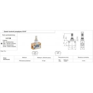 Zawór regulacyjny do CO2 akwarystyczny 1/8' Pneumax 6.01.18 NE